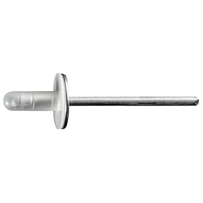 Au-ve-co® 20834 Specialty Rivet, 3/16 in Dia Rivet, 9/16 in Dia Flange, 1/16 to 1/4 in Panel Grip, Aluminum