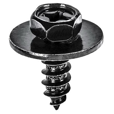 Au-ve-co® 21837 Tapping Screw, System of Measurement: Metric, M6.5x2.5 Thread, 19 mm L, Hex, Sems® Head, E-Coated