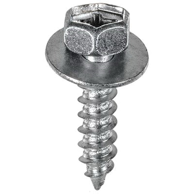 Au-ve-co® 21838 Tapping Screw, System of Measurement: Metric, M6.3x2.5 Thread, 24 mm L, Hex, Sems® Head, Zinc