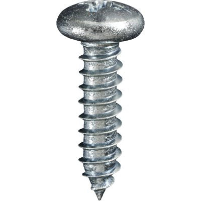 Au-ve-co® 2366 Tapping Screw, #10 Thread, 3/4 in OAL, Phillips Pan Head, Zinc-Plated