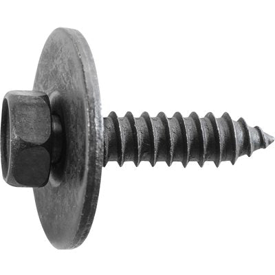 Au-ve-co® 24466 Tapping Screw With Loose Washer, M6.3 Thread, 25 mm OAL, Hex Head, Steel