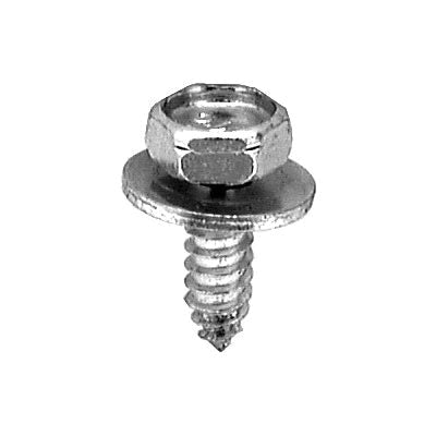 Au-ve-co® 2605 Tapping Screw, #14 Thread, 1 in OAL, Hex, Sems® Head, Bright Zinc Chromate