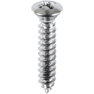 Au-ve-co® 2730 Tapping Screw, #10 Thread, 1 in OAL, Phillips Oval Head, Chrome