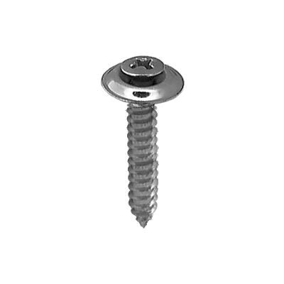 Au-ve-co® 2772 Tapping Screw With Countersunk Washer, #8 Thread, 1 in OAL, Phillips Oval, Sems® Head, Chrome