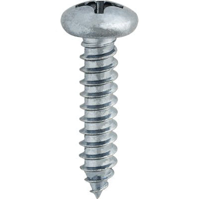 Au-ve-co® 3086 Tapping Screw, #12 Thread, 1 in OAL, Phillips Pan Head, Zinc-Plated