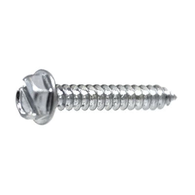 Au-ve-co® 3385 Tapping Screw, #10 Thread, 1 in OAL, Slotted Hex Head, Bright Zinc Chromate