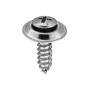 Au-ve-co® 3466 Tapping Screw With Countersunk Washer, #10 Thread, 3/4 in OAL, Phillips Oval, Sems® Head, Chrome