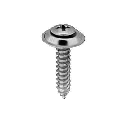 Au-ve-co® 3467 Tapping Screw With Countersunk Washer, #10 Thread, 1 in OAL, Phillips Oval, Sems® Head, Chrome