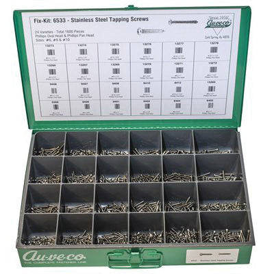 Au-ve-co® 6533 Tapping Screw Kit, 1600 -Piece