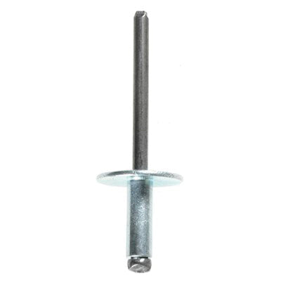 Au-ve-co® PAN'L 8305 Large Dome Head Blind Rivet, 9/16 in L, 3/16 in Dia, 1/4 to 3/8 in Grip, Steel, Silver