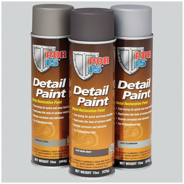 POR 15® 41618 Detail Paint, Aluminum, 567.5 g/L VOC, 15 oz, Aerosol Can